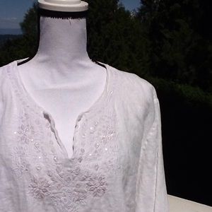 JM Collection Tops - JM Collection (Macy's) linen boho peasant top JM Collection Tops - JM Collection (Macy's) linen boho peasant top